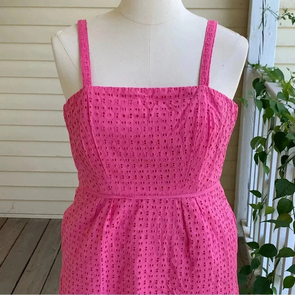 CROWN & IVY Pink Eyelet Lace Sundress Convertible Straps Size 16 Barbie Pockets - Picture 4 of 10